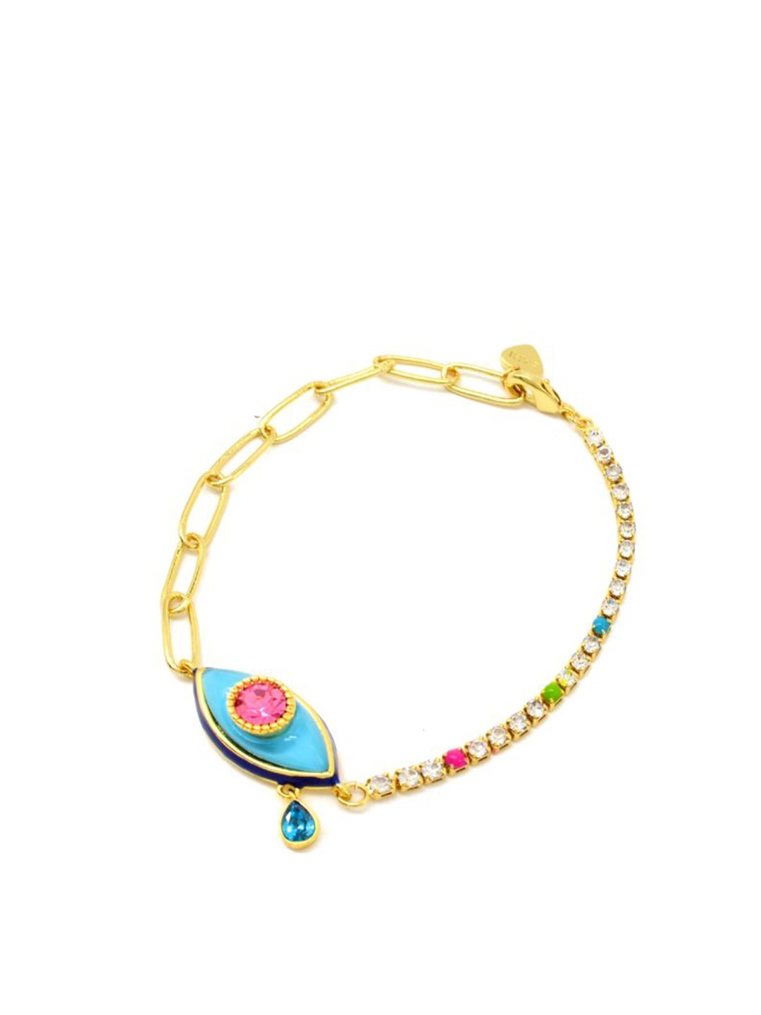 

SAHI Gold-Plated Cubic Zirconia Stone Studded Link Bracelet