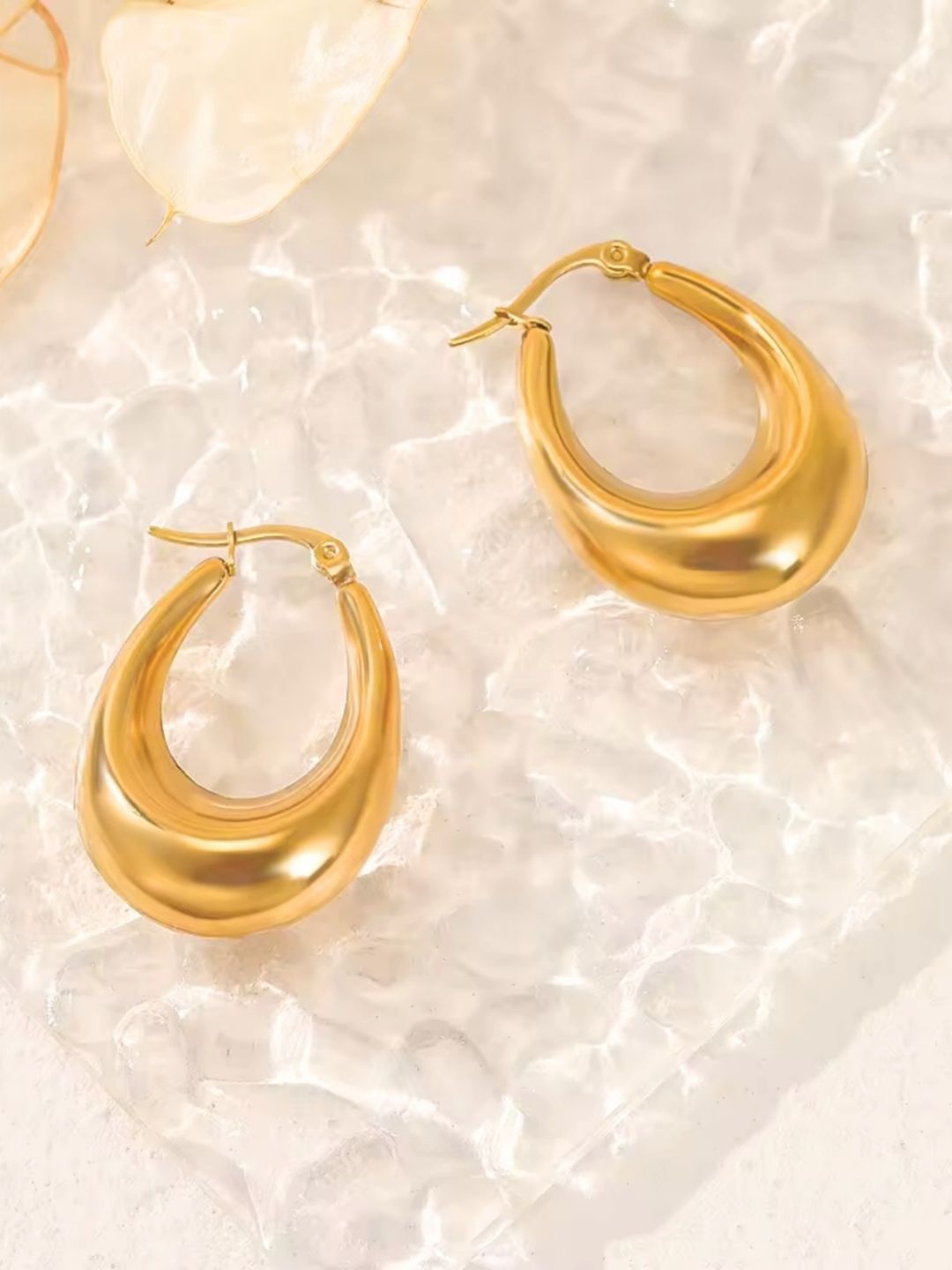 

SALVE Gold-Plated Stainless Steel Dome Shaped Hoop Earrings