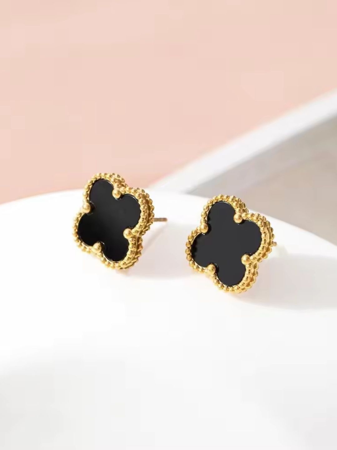 

SALVE Gold-Plated Stainless Steel Contemporary Studs Earrings, Black