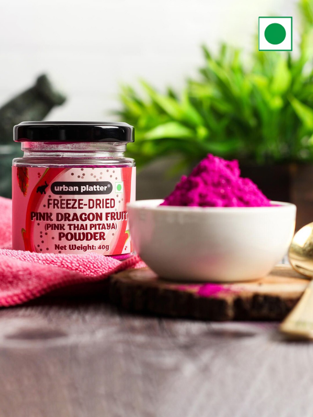 

URBAN PLATTER Freeze-Dried Pink Dragon Fruit Powder- 40g, Purple