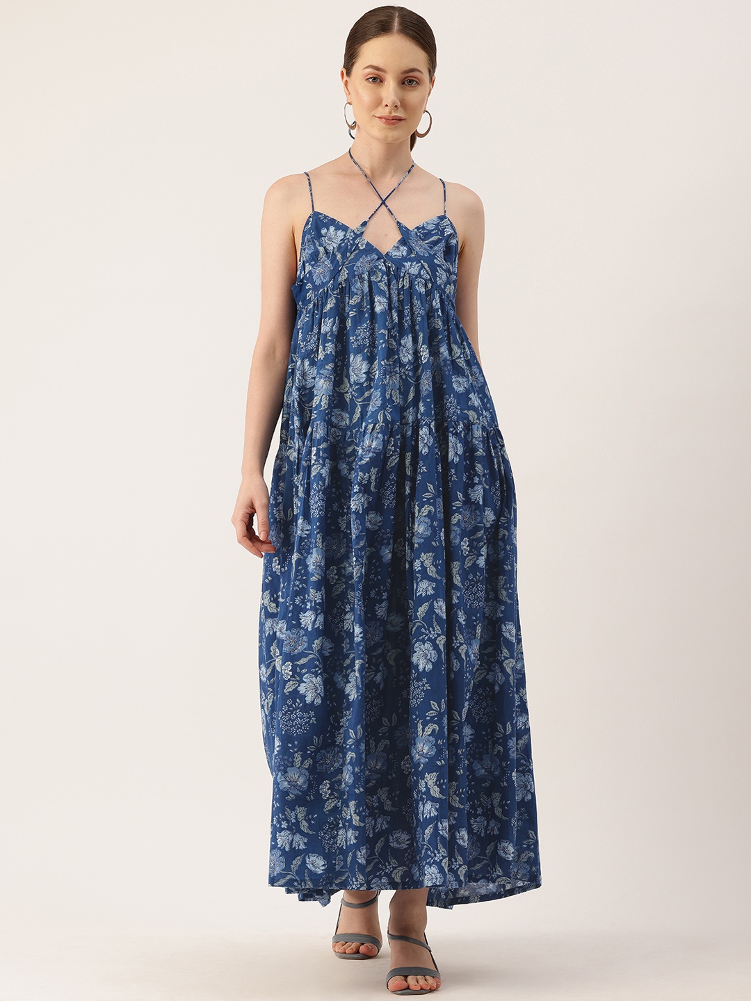 

Jaipur Morni Floral Print Maxi Dress, Blue