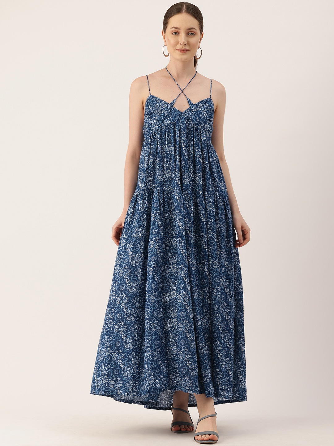 

Jaipur Morni Floral Print Maxi Dress, Blue