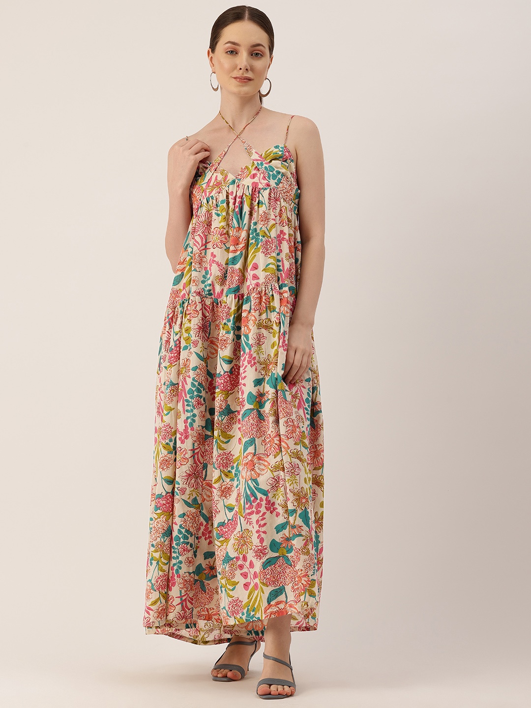 

Jaipur Morni Floral Print Maxi Dress, Cream