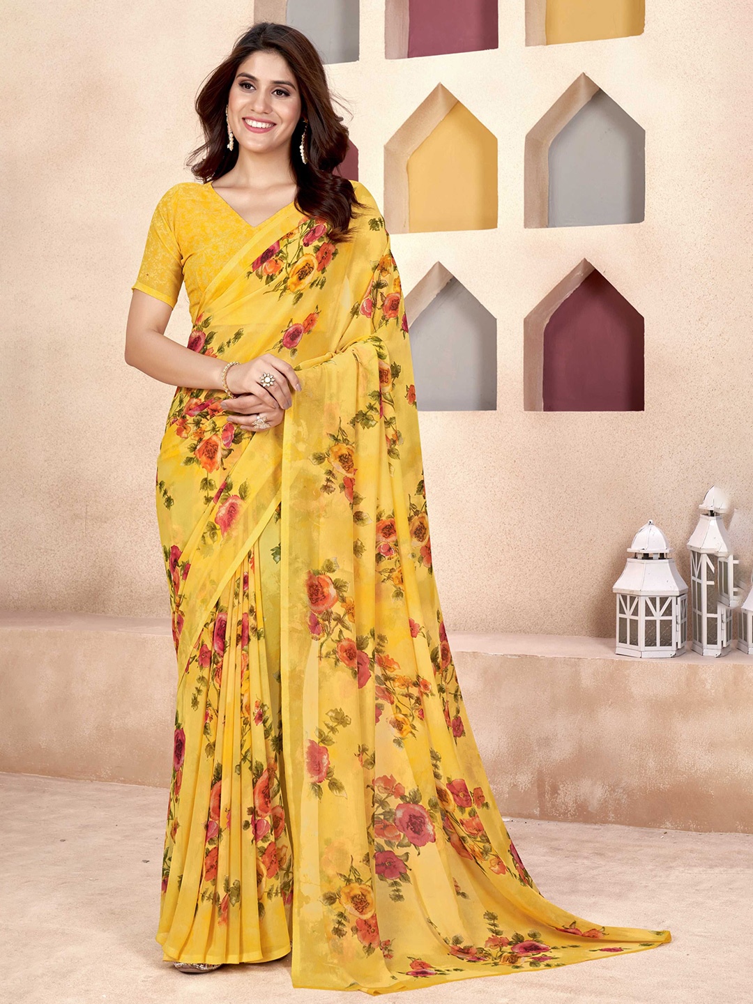 

Panzora Floral Saree, Yellow
