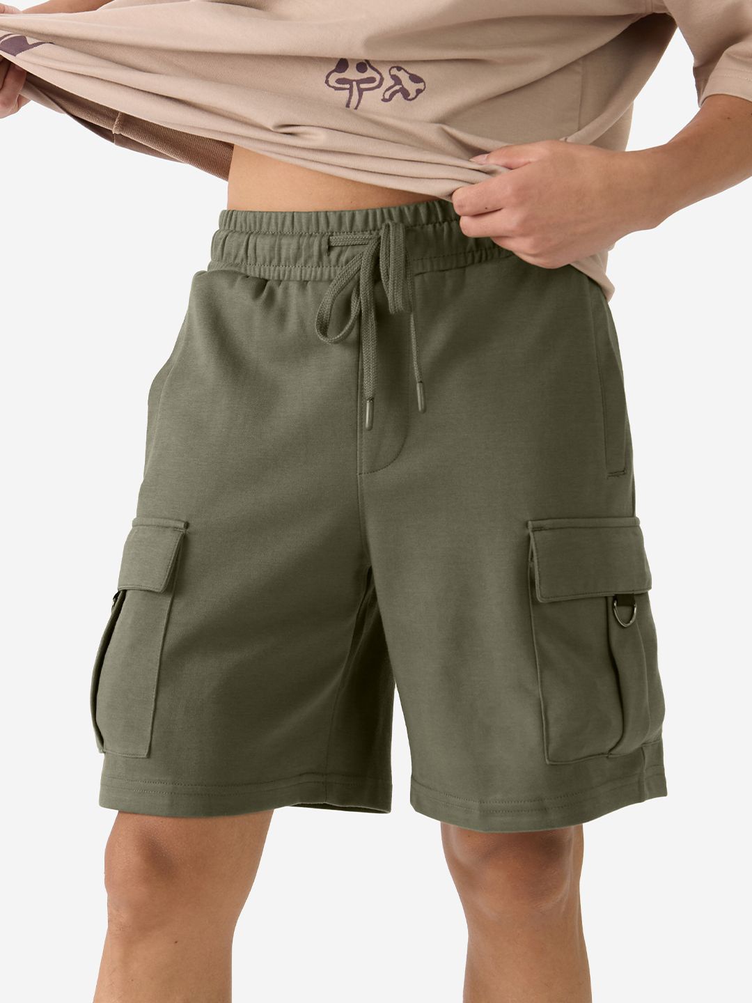 

The Souled Store Men Mid-Rise Cargo Shorts, Olive