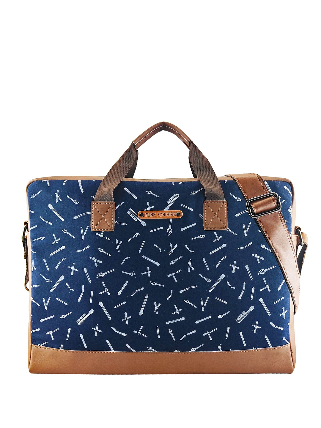 

BOX LAPTOP BAG NAVY BLUE Funk For Hire Unisex Printed PU Laptop Bag