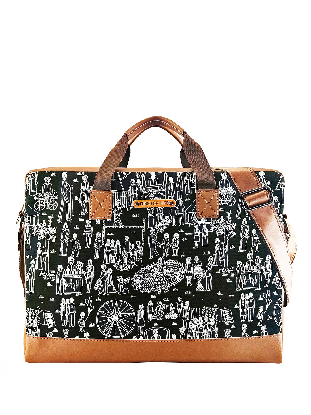 

BOX LAPTOP BAG MELA BLACK Funk For Hire Unisex Printed PU Laptop Bag