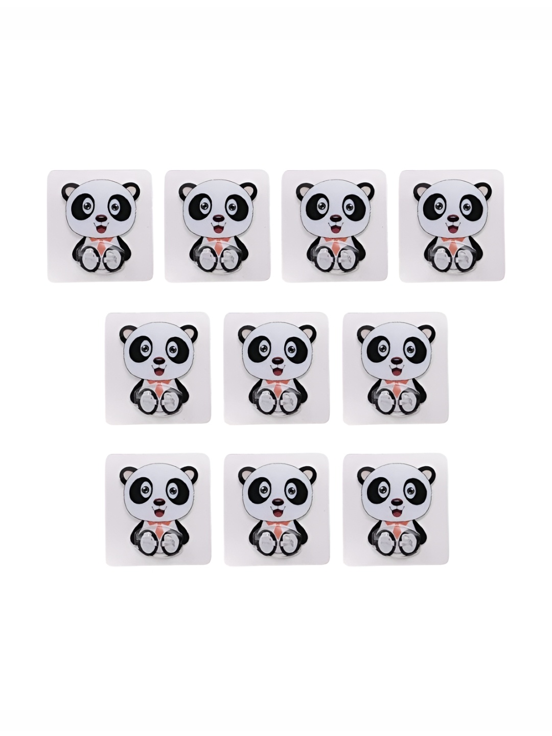 

Kuber Industries White & Black 10 Pieces Printed Self Adhesive Wall Hooks & Holders