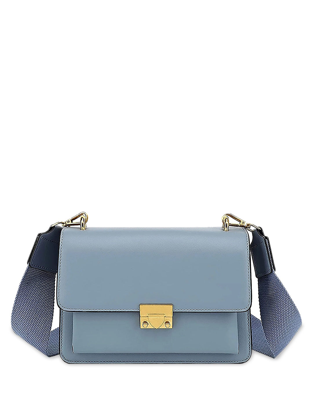 

LA ELLORE Women Leather Structured Sling Bag, Blue