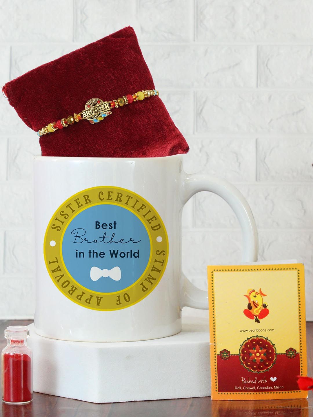 

TIED RIBBONS Rakhi With Coffee Mug Gift, Red