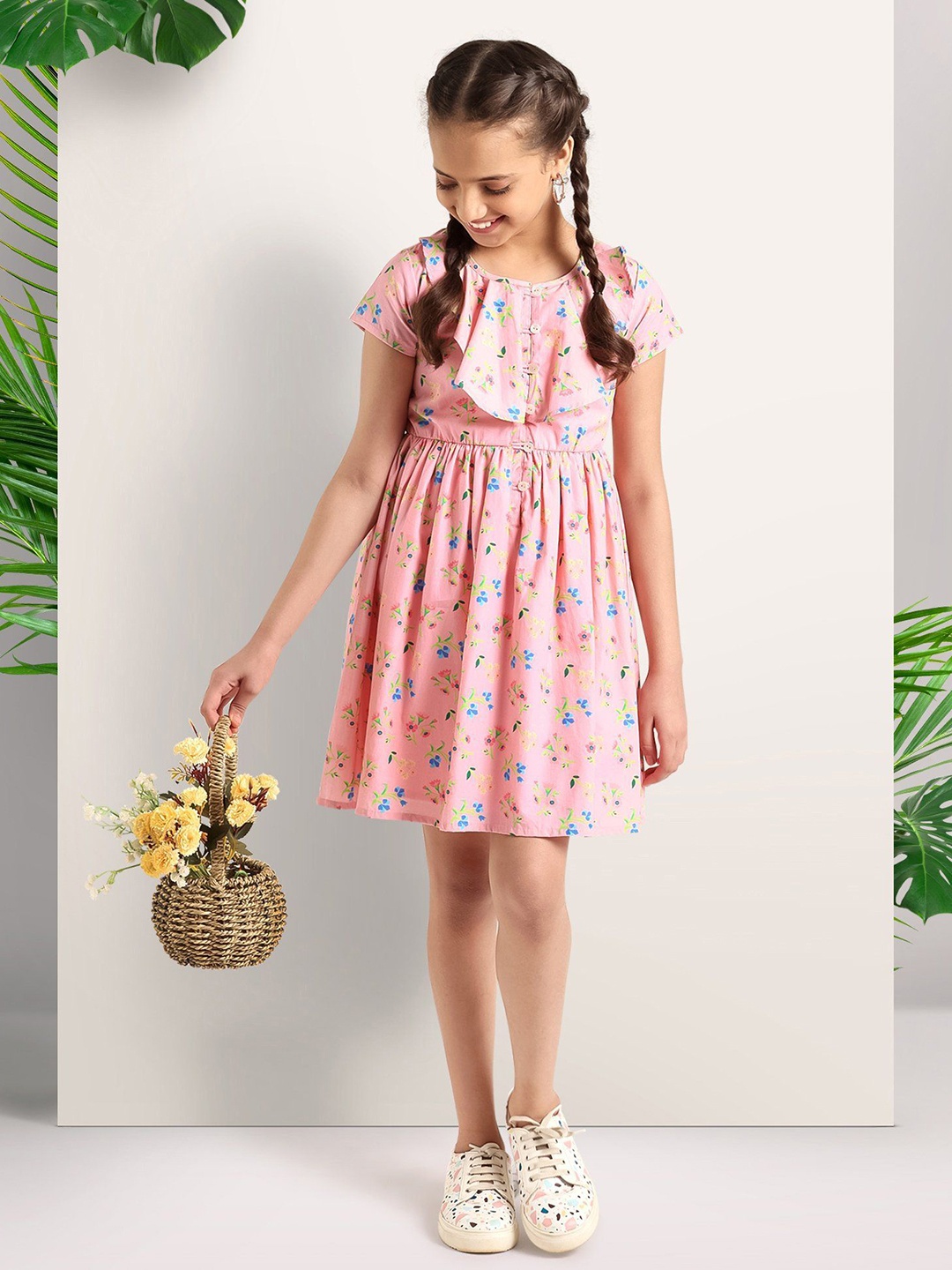

ARIAS By LARA DUTTA Floral Print Fit & Flare Dress, Pink