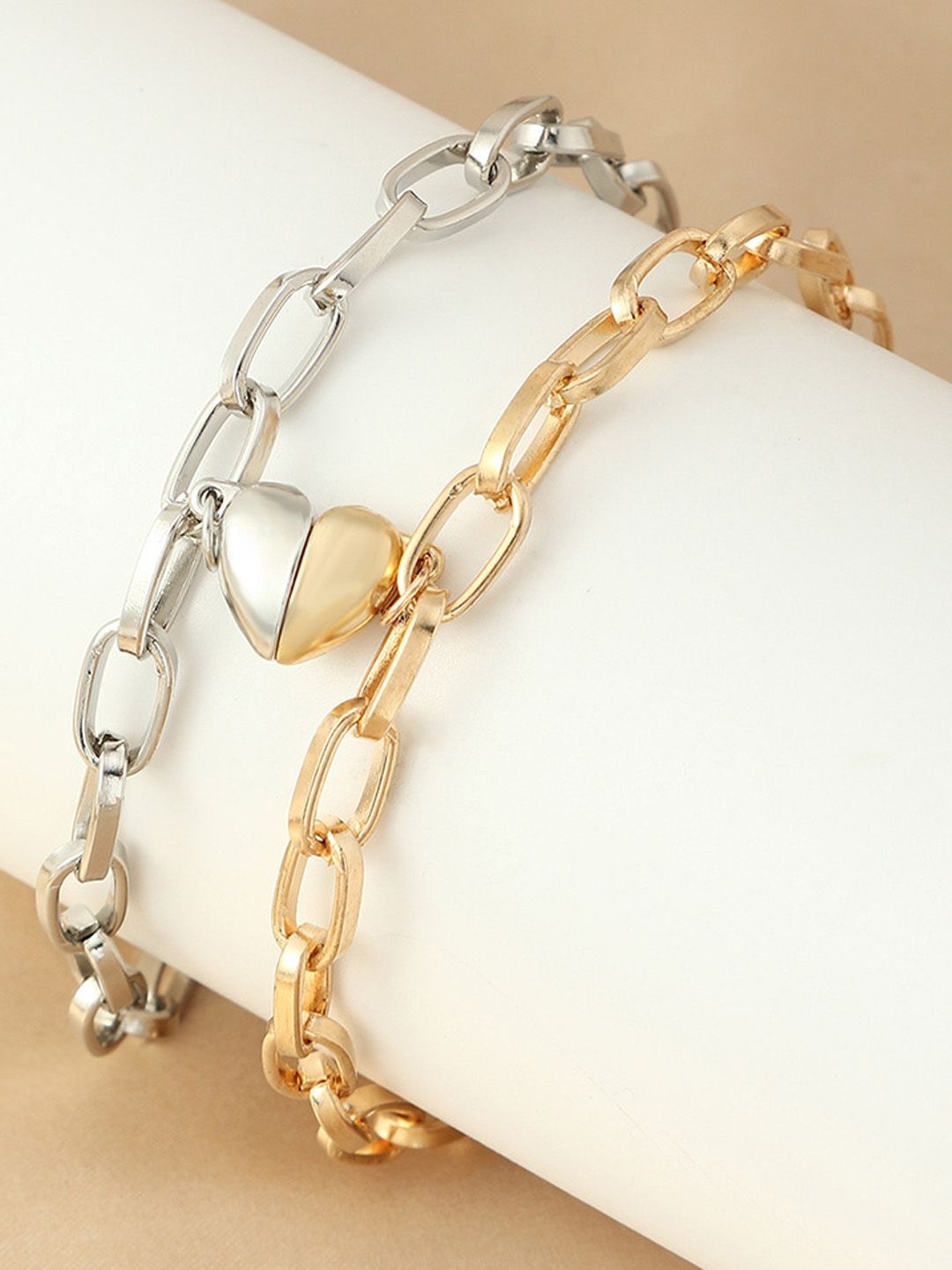 

Young & Forever Unisex Set of 2 Enamelled Charm Bracelet, Gold