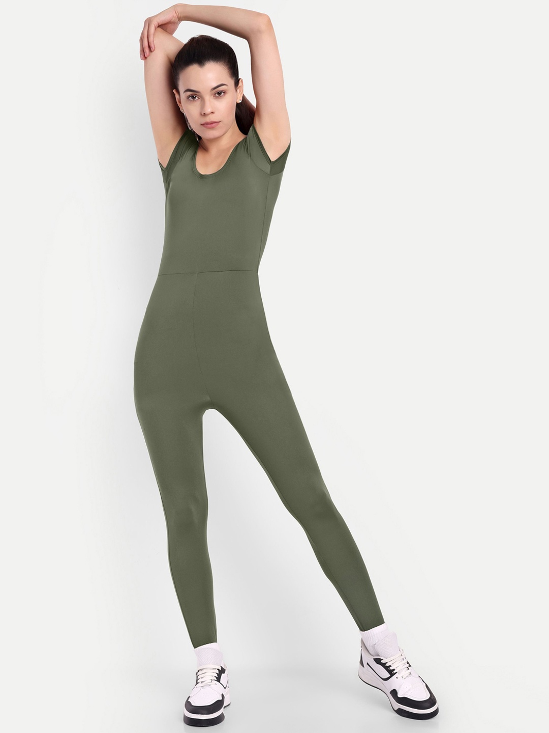 

So What Round Neck Sleeveless Sports Jumpsuit, Olive