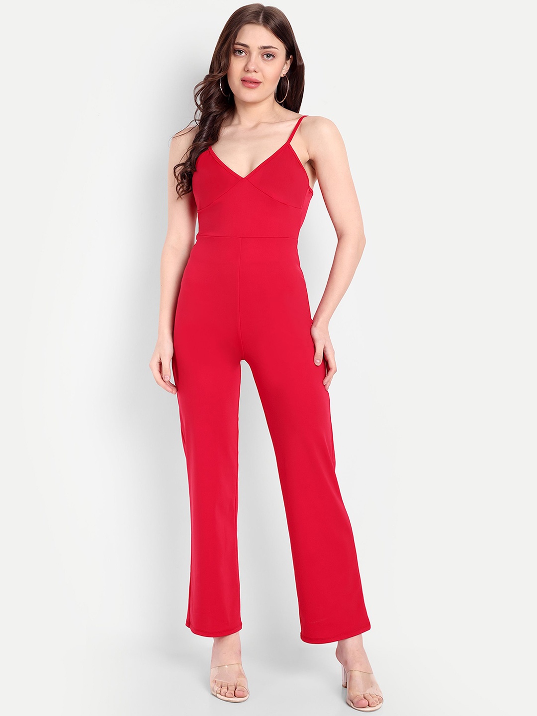 

So What Shoulder Straps Basic Jumpsuit, Red