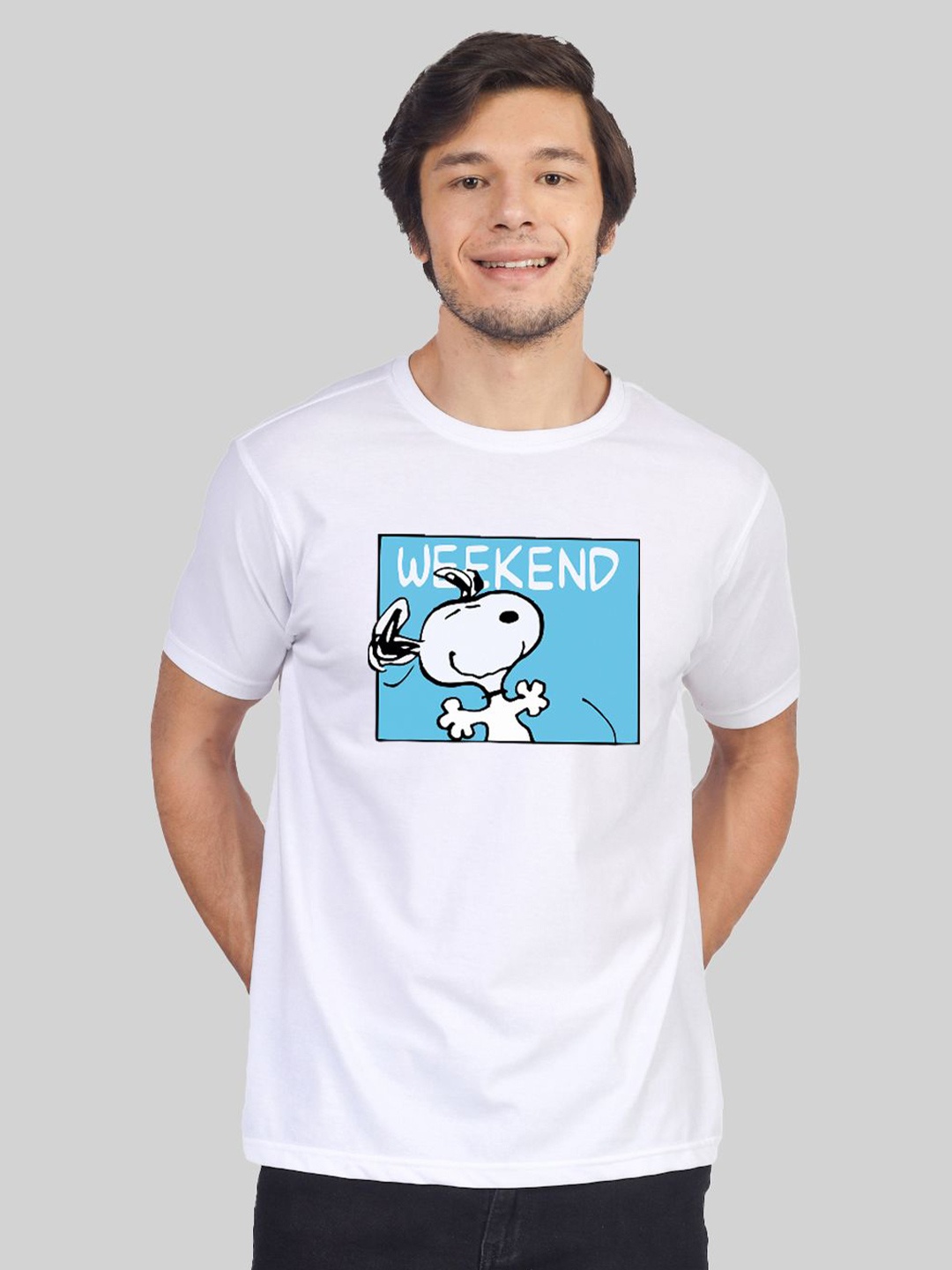 

Greylongg Men Graphic Printed Round Neck T-shirt, White