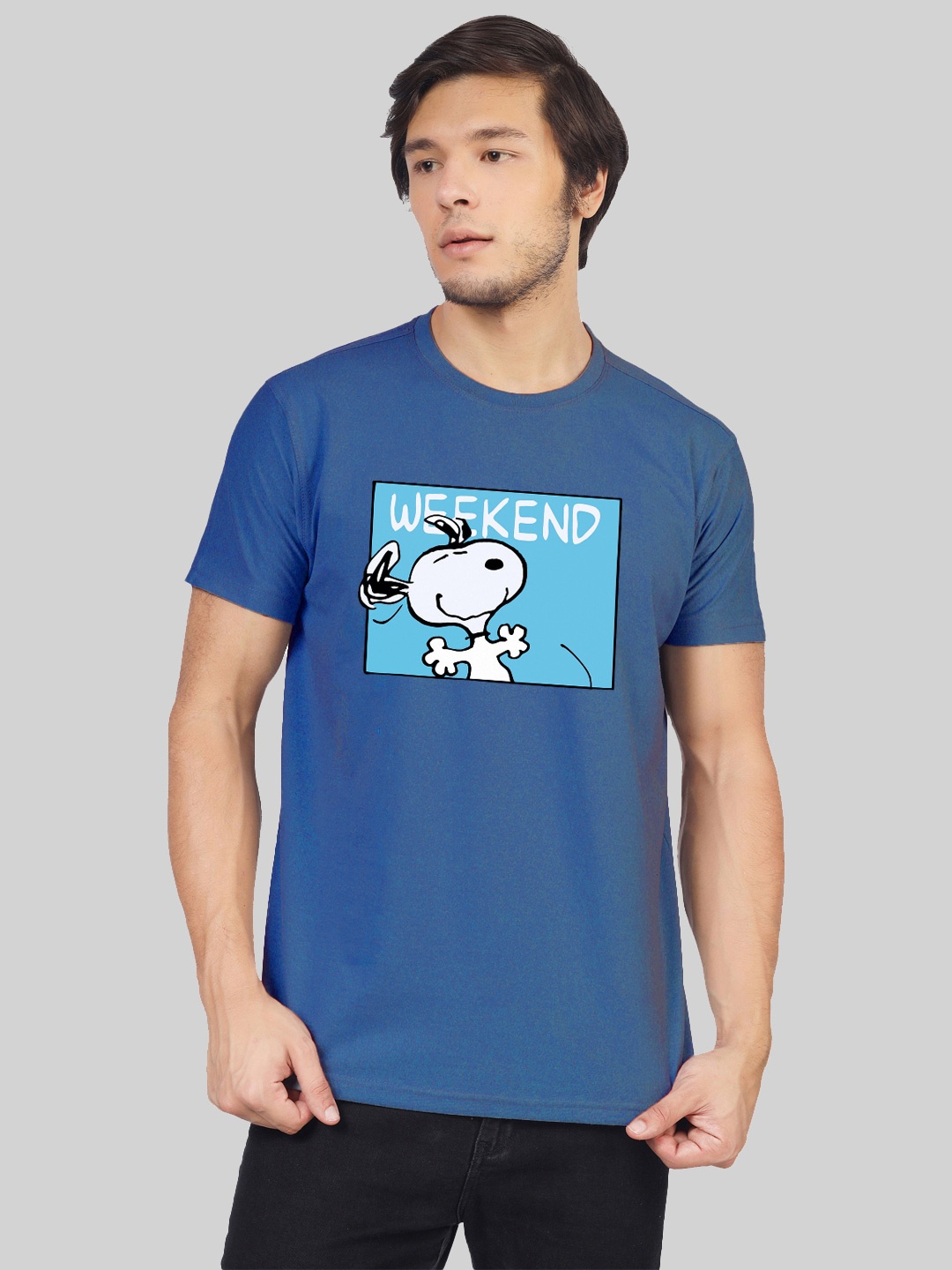 

Greylongg Men Graphic Printed Round Neck T-shirt, Blue