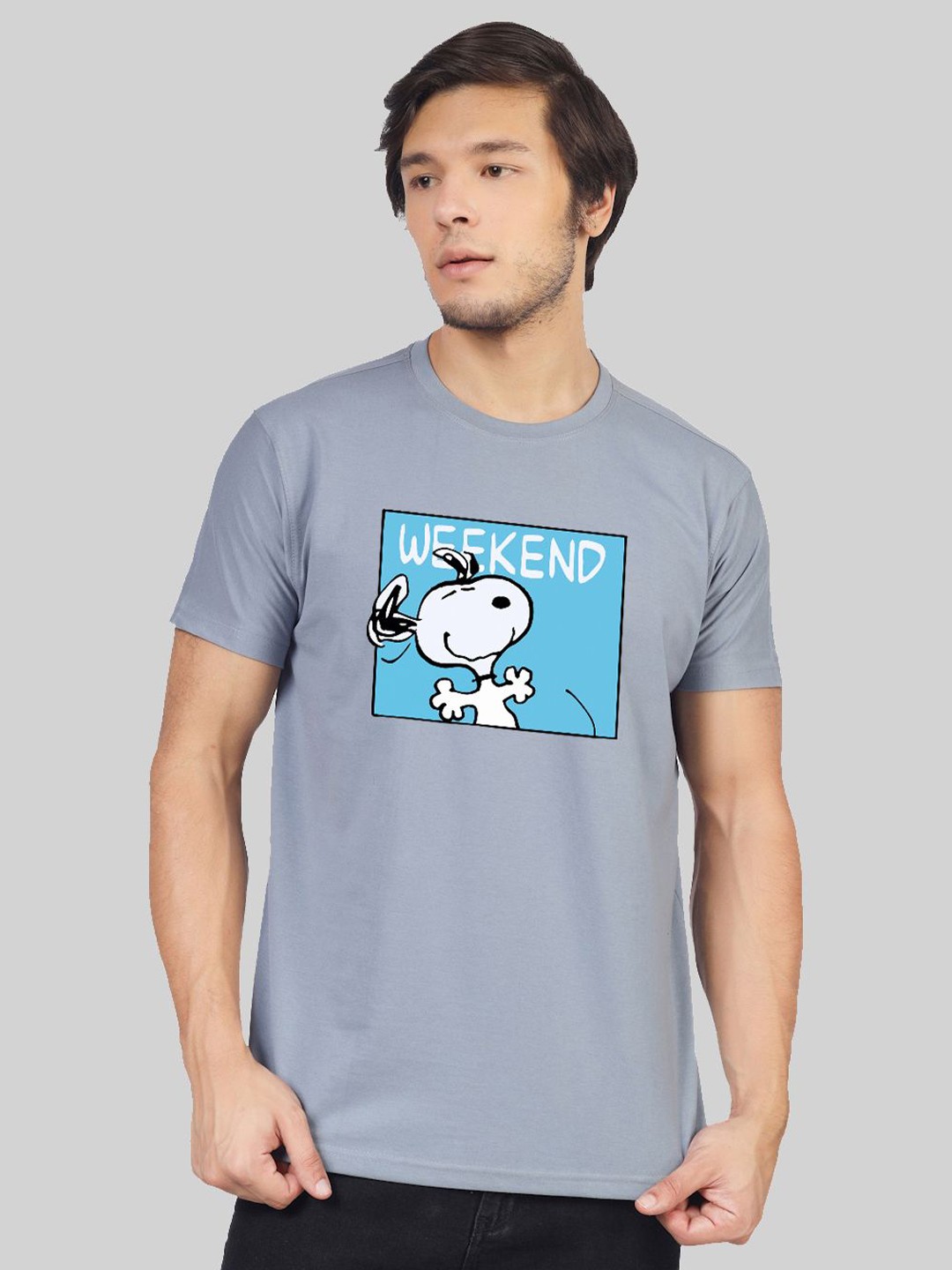 

Greylongg Men Graphic Printed Round Neck T-shirt, Grey