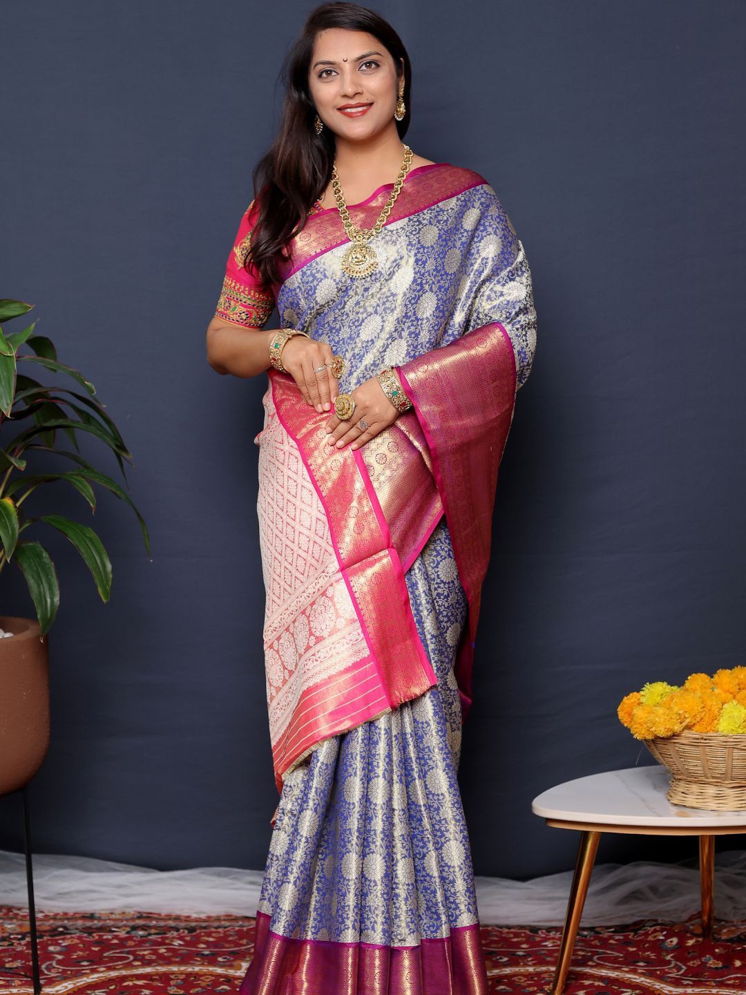 

SGF11 Woven Design Zari Kanjeevaram Saree, Blue