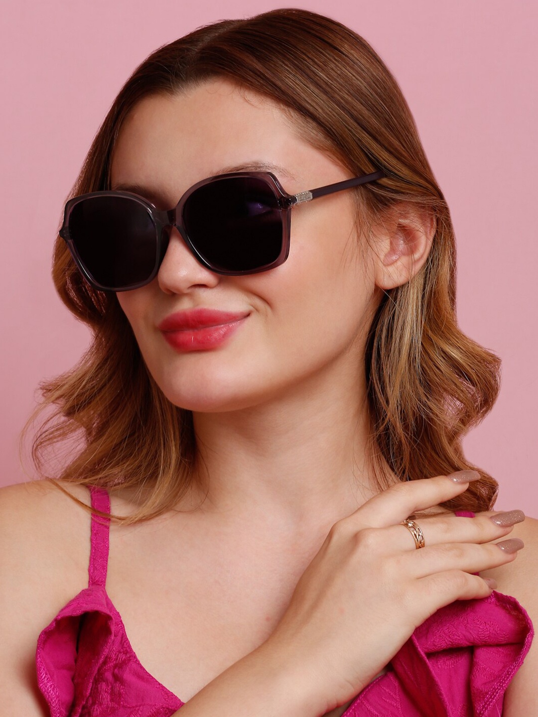 

SUNNIES Women Oversized Sunglasses with Polarised Lens SNS-11711-C045, Purple