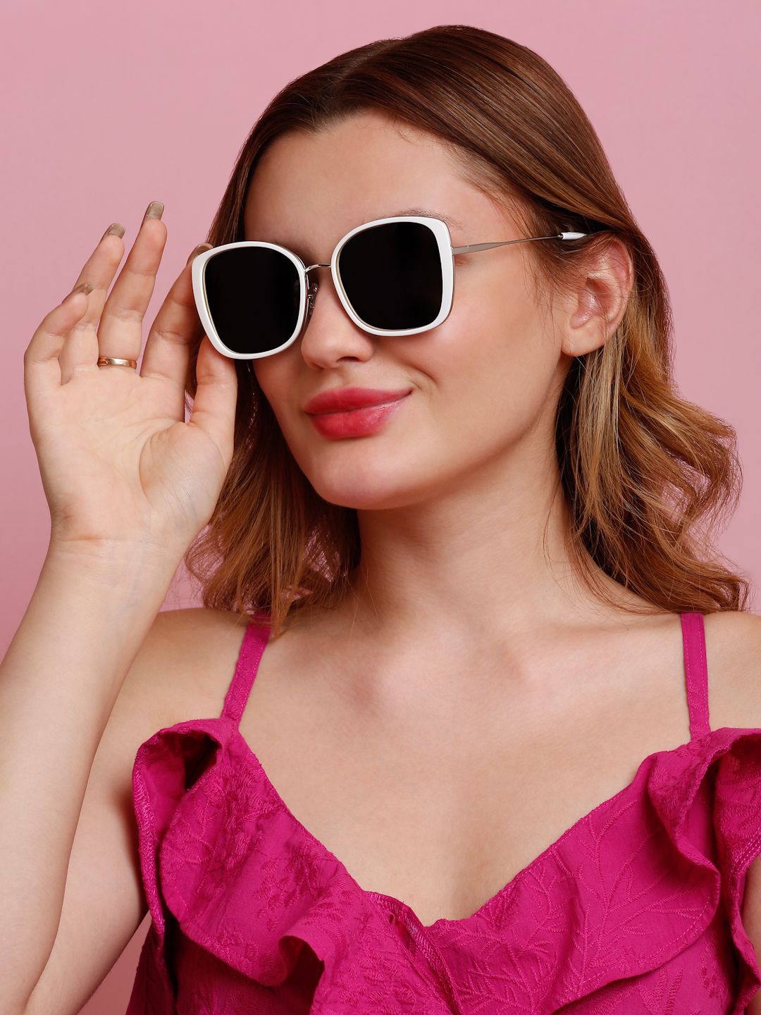 

SUNNIES Women Oversized Sunglasses with Polarised Lens SNS-11713-C049, Pink