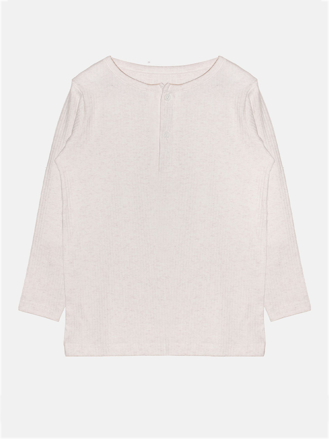 

KiddoPanti Girls Round Neck Solid Pure Cotton T-shirt, Off white