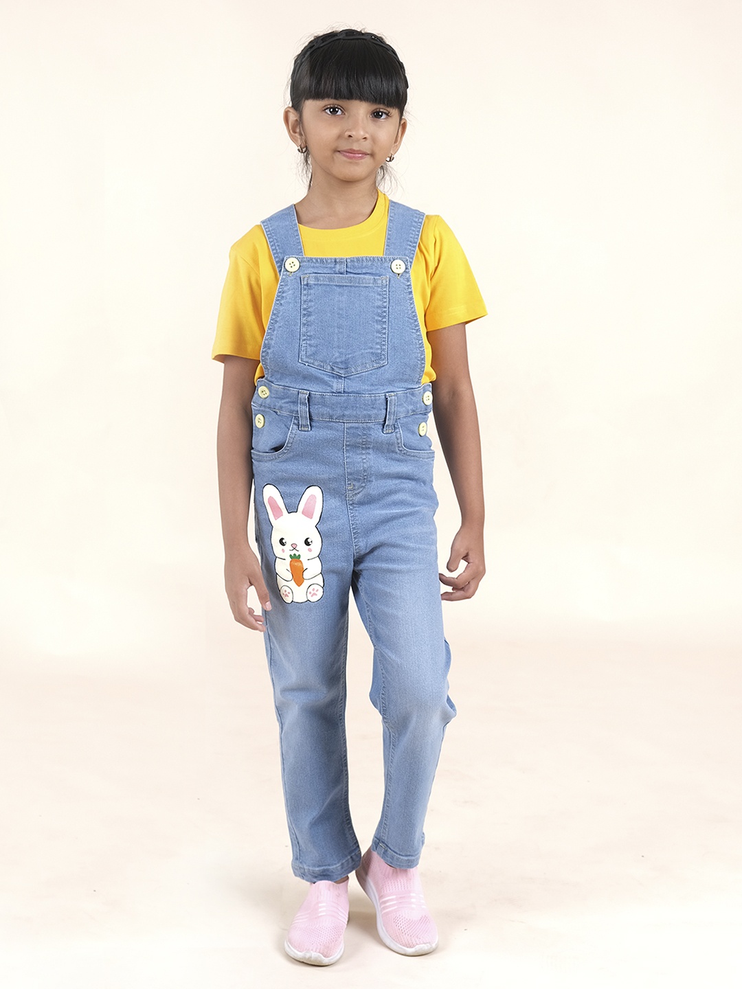 

KiddoPanti Girls Self-Designed Dungarees, Blue