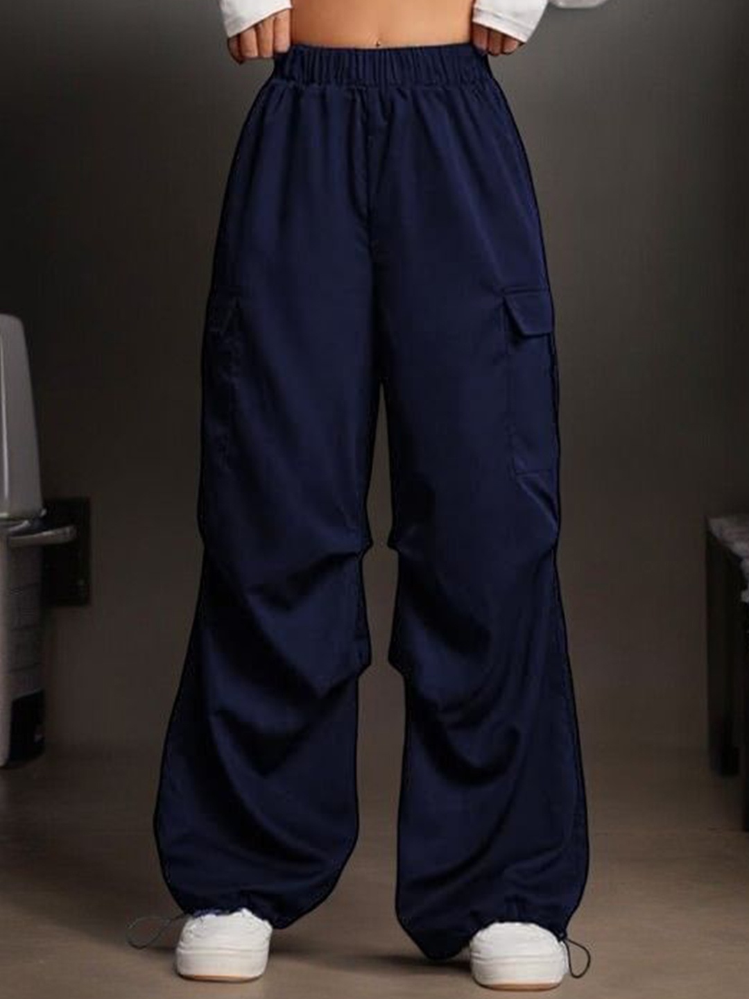 

TABADTOD Women Relaxed Loose Fit Trousers, Navy blue