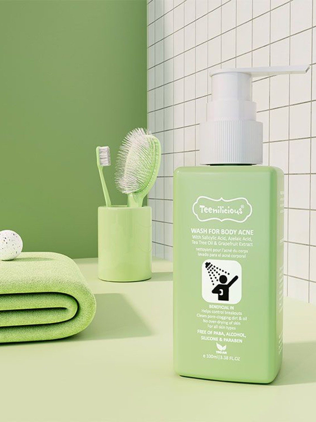 

Teenilicious Wash For Body Acne With Salicylic Acid & Tea Tree Oil - 100ml, Green
