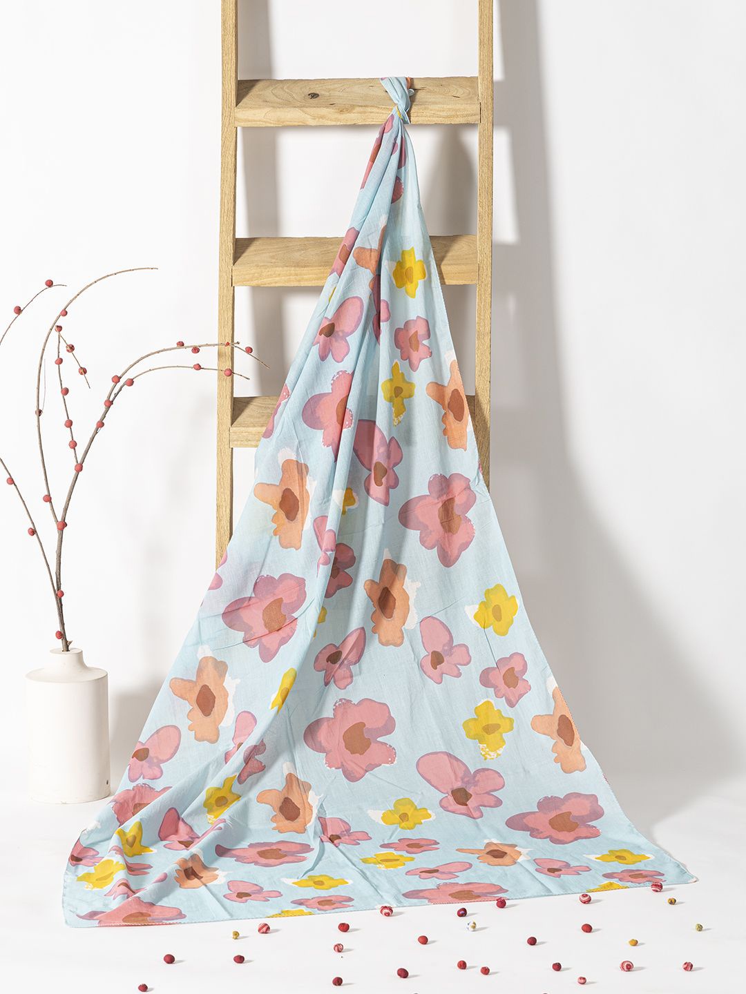 

Contrast Living Printed Pure Cotton Scarf, Pink