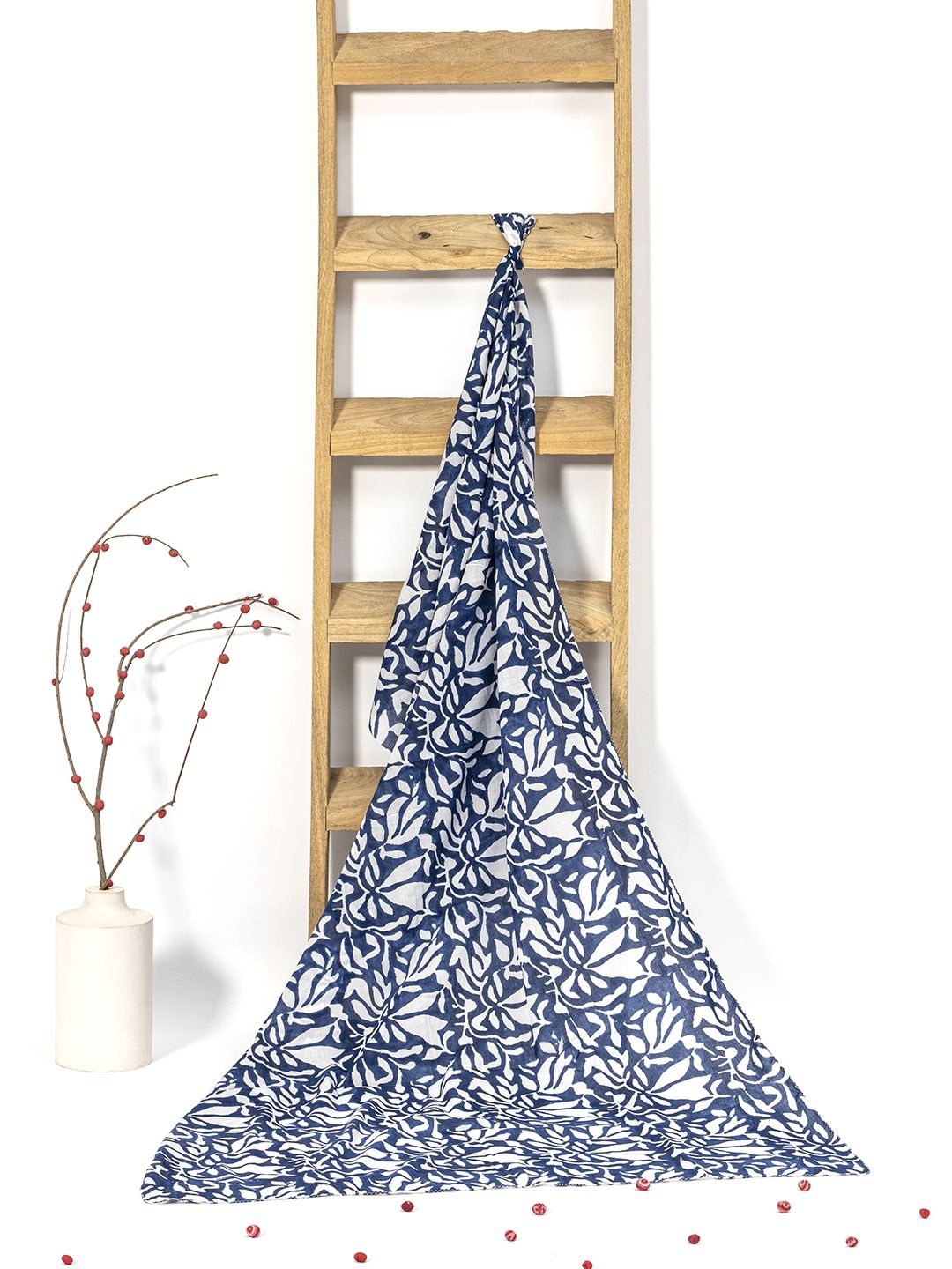 

Contrast Living Printed Pure Cotton Scarf, Blue