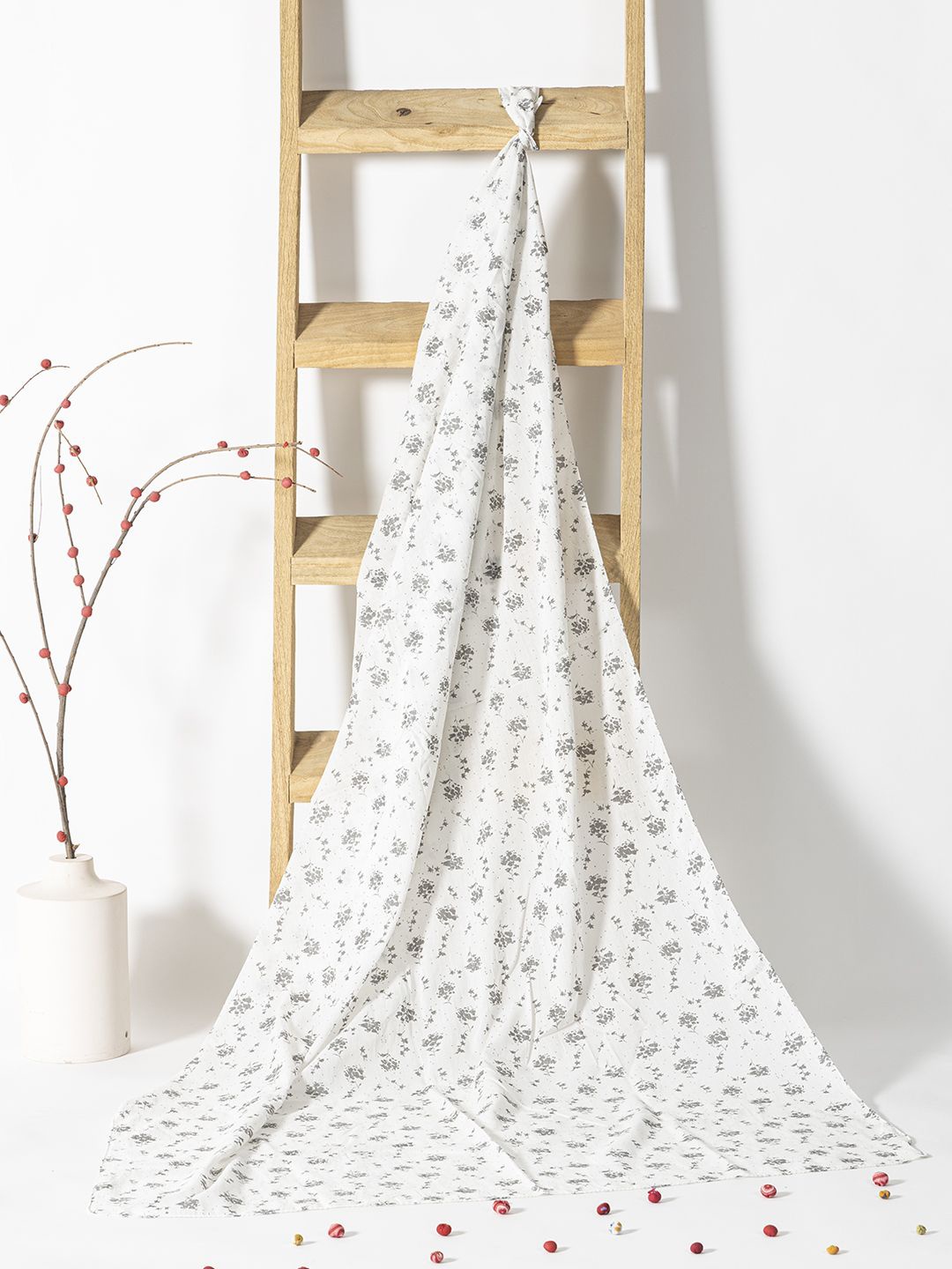 

Contrast Living Printed Pure Cotton Scarf, White