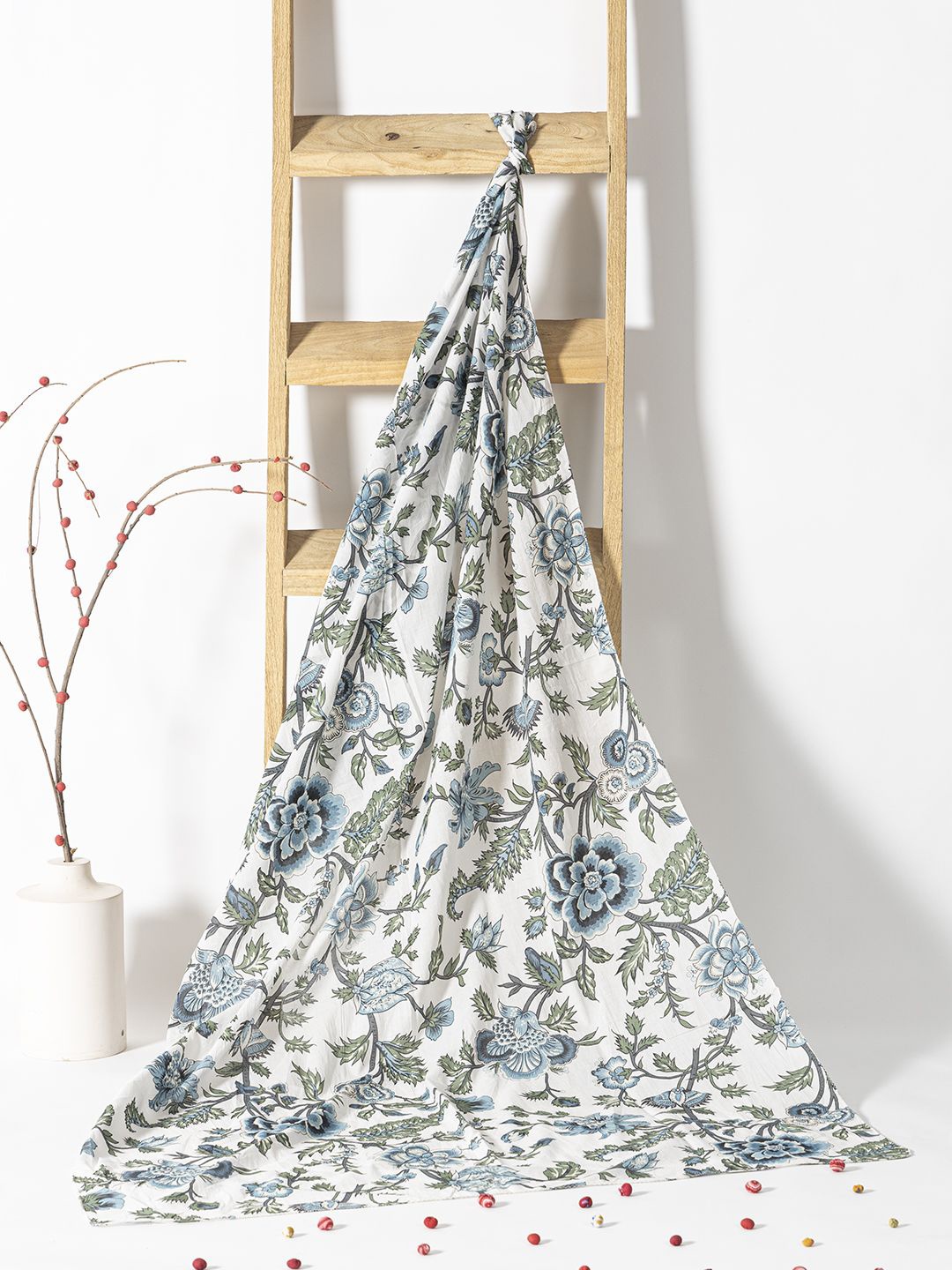 

Contrast Living Printed Pure Cotton Scarf, Blue