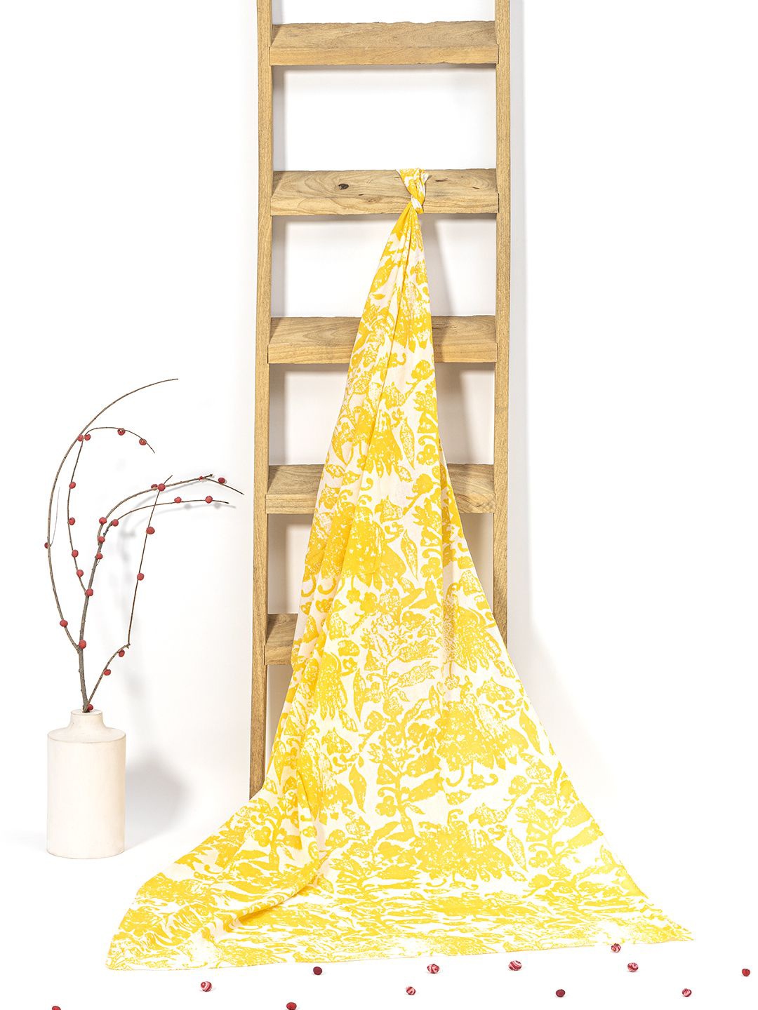 

Contrast Living Printed Pure Cotton Scarf, Yellow