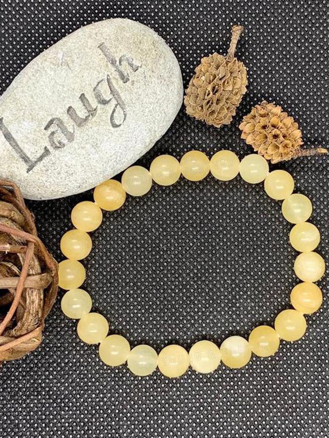 

Young & Forever Unisex Set Of 3 Tiger's Eye Crystals Bracelets, Yellow