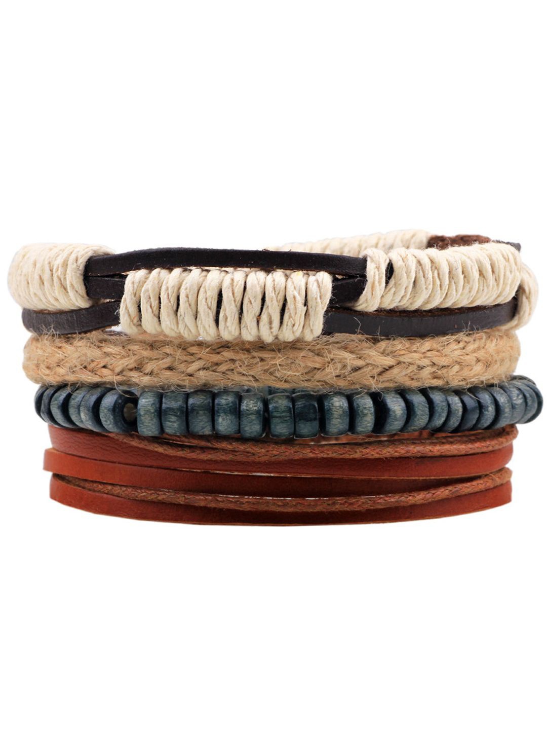 

Young & Forever Men Set Of 4 Leather Multistrand Bracelets, Black