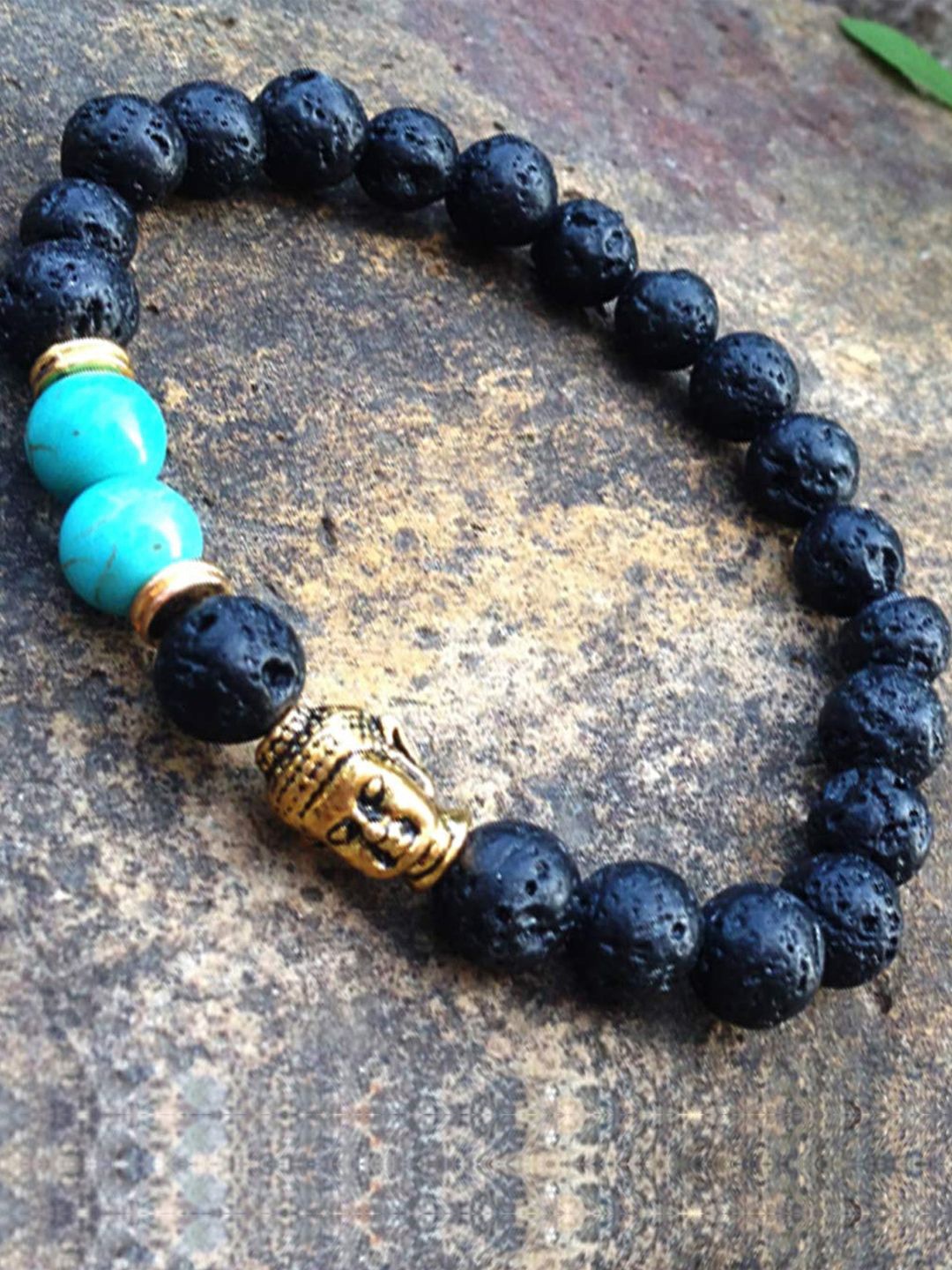 

Young & Forever Unisex Turquoise Elasticated Bracelet, Black