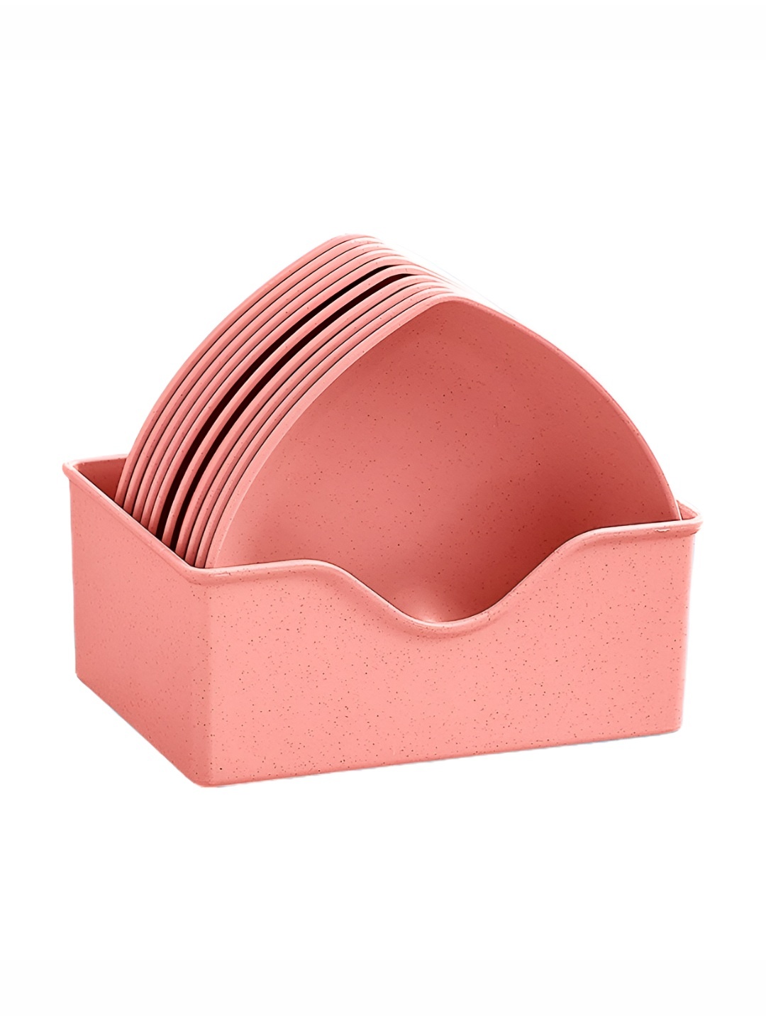 

P-Plus International Pink 10 Pieces Matte Fruit Serving Plates With Racks