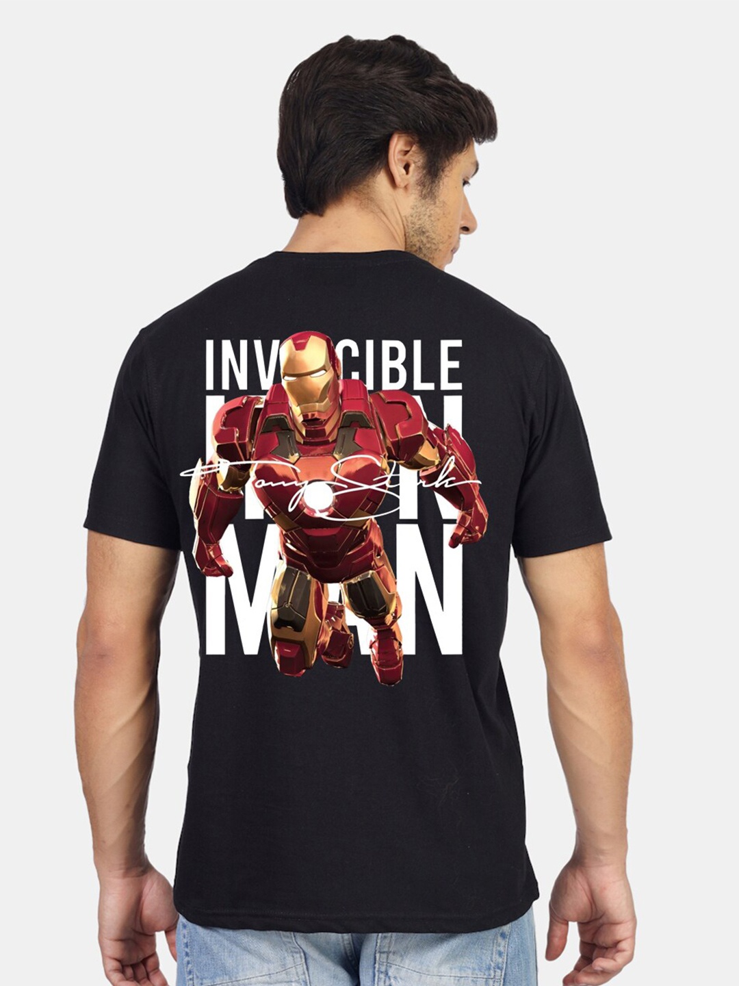

Greylongg Men Iron man Graphic Printed Round Neck T-shirt, Black