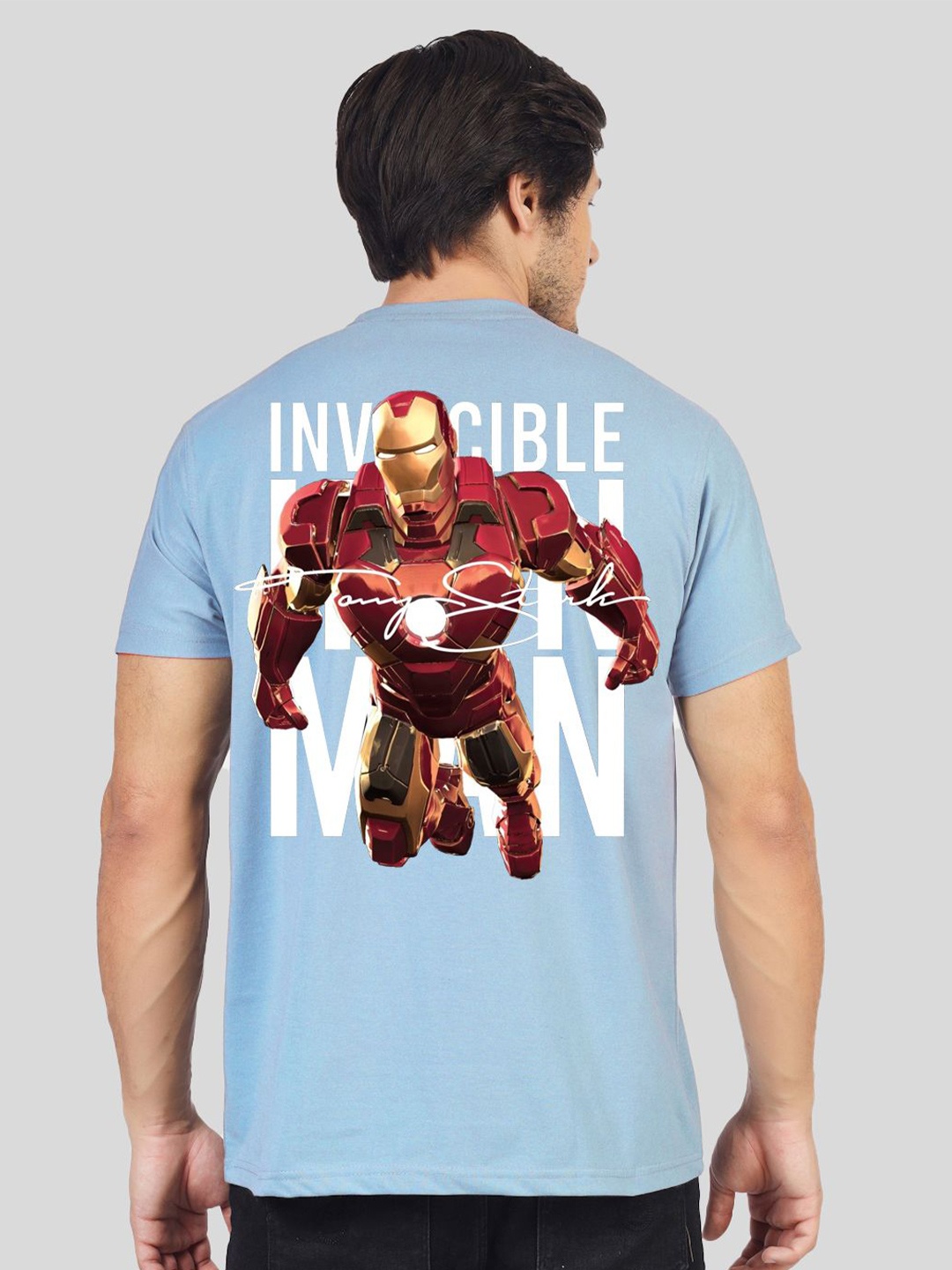 

Greylongg Men Iron man Graphic Printed Round Neck T-shirt, Blue