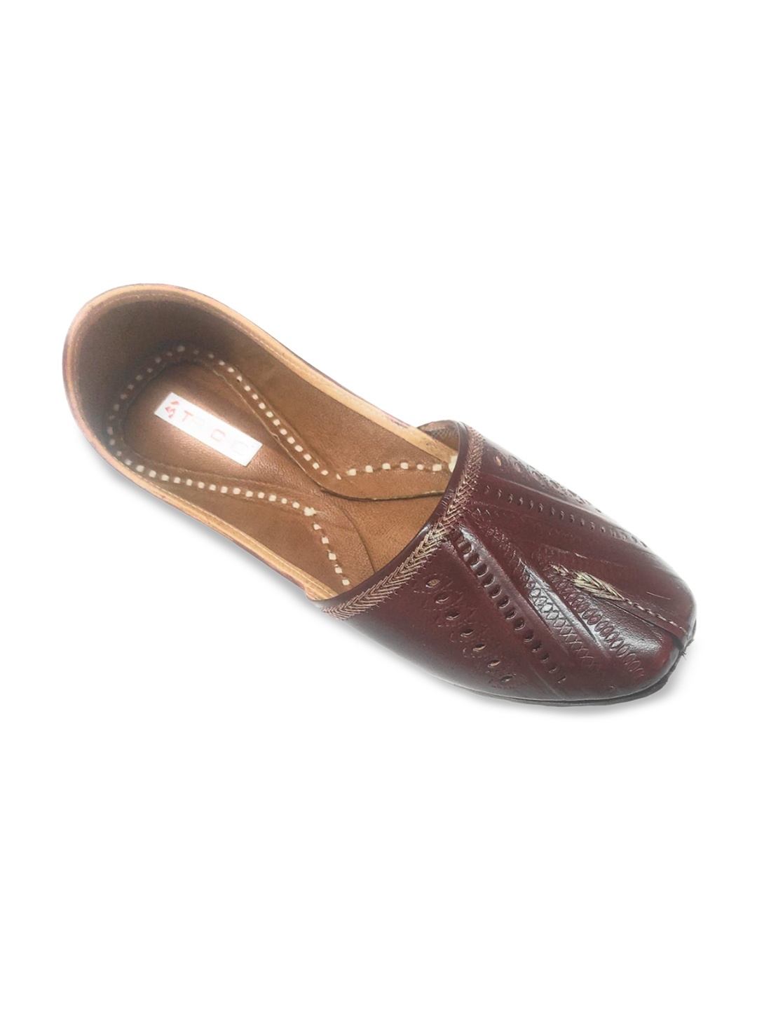 

Ta Chic Men Round Toe Leather Mojaris, Brown