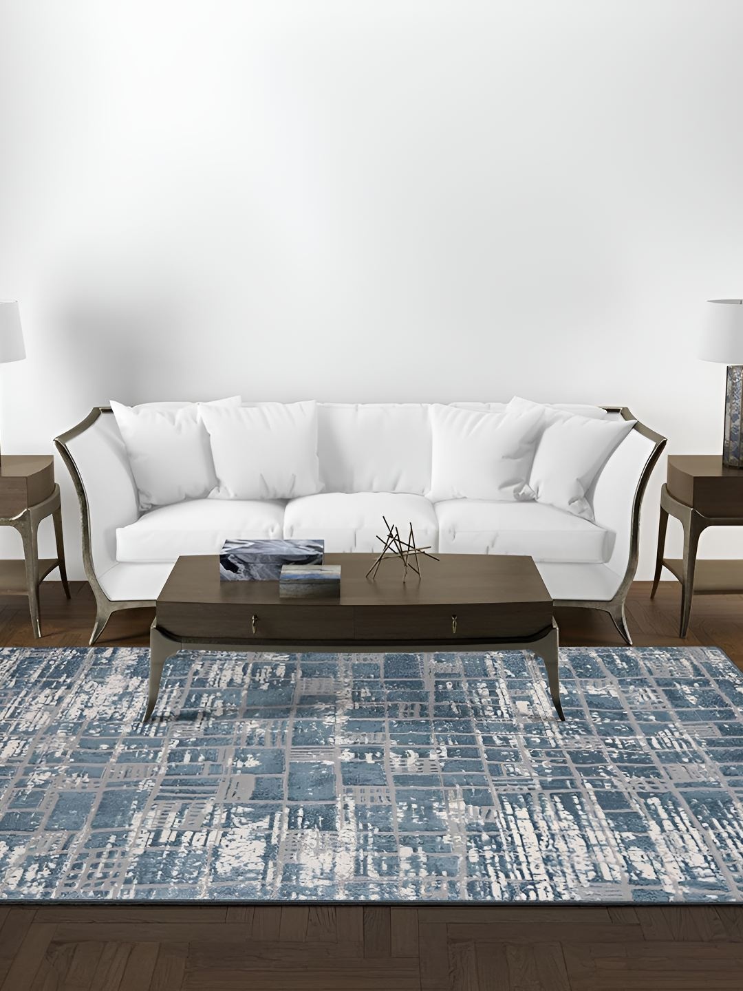 

Sapana Carpet-Mats Cream-Coloured & Grey Abstract Anti-Skid Carpet