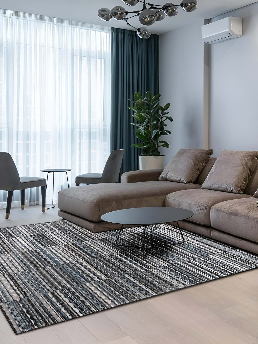 

Sapana Carpet-Mats Cream-Coloured & Grey Abstract Anti-Skid Carpet