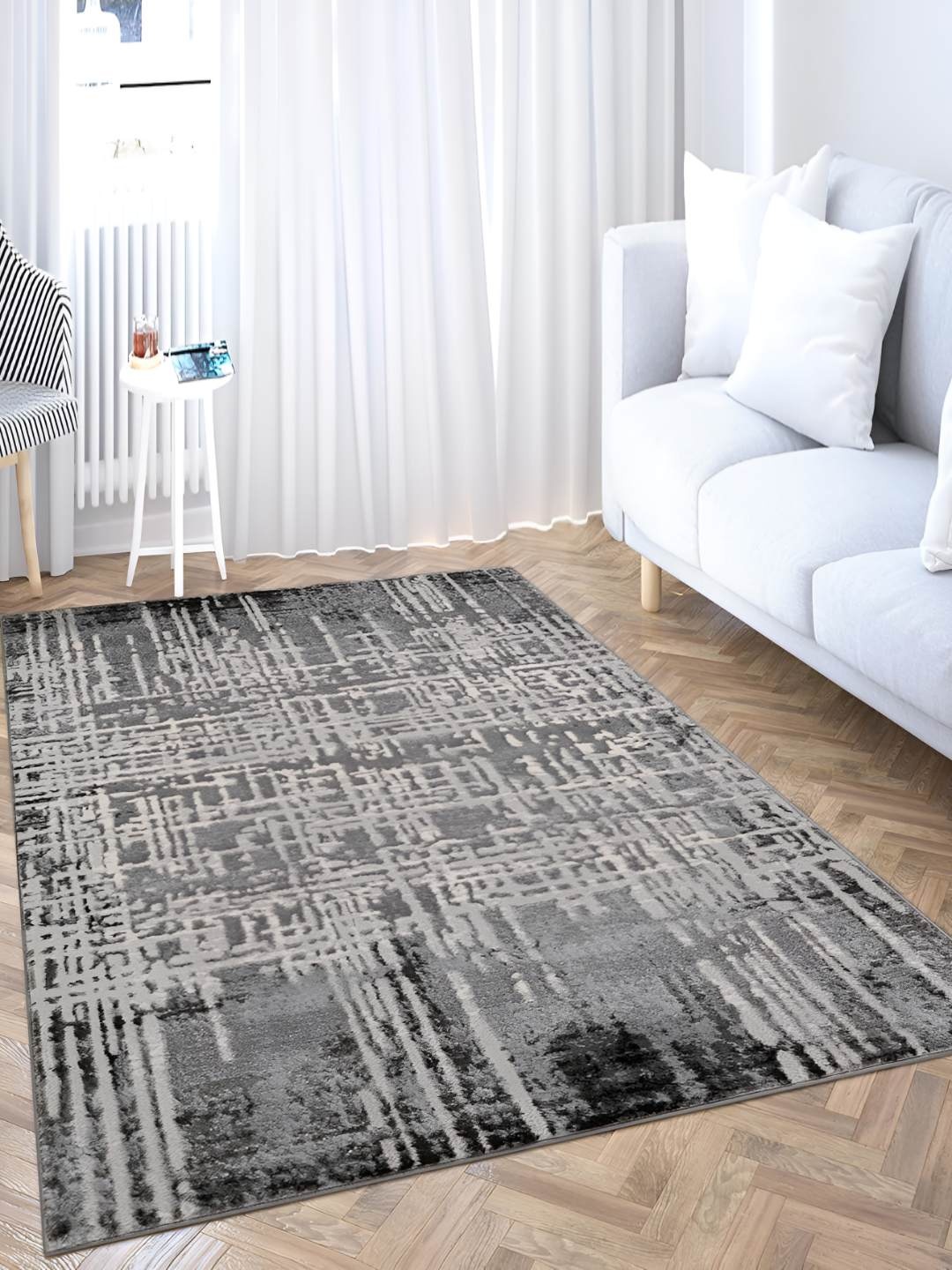 

Sapana Carpet-Mats Cream-Coloured & Beige Abstract Anti-Skid Carpet