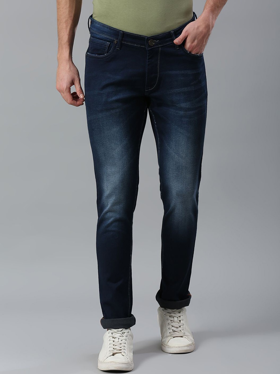 

Klub Fox Men Skinny Fit Low Distress Heavy Fade Jeans, Blue