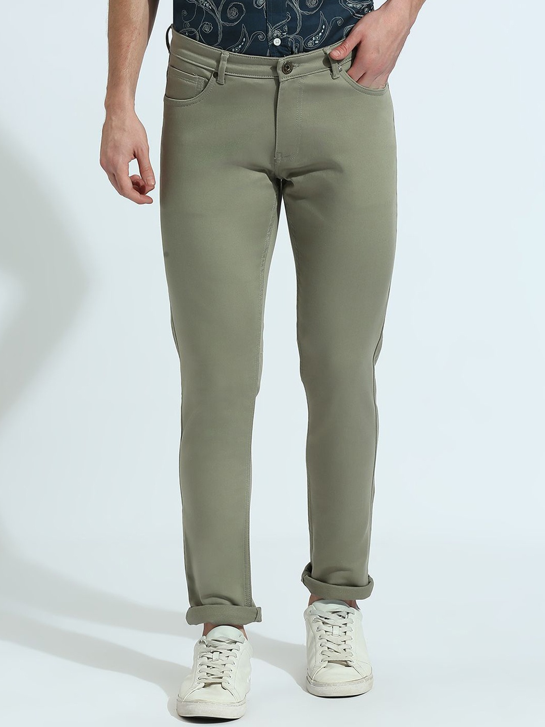 

Klub Fox Men Skinny Fit Jeans, Olive