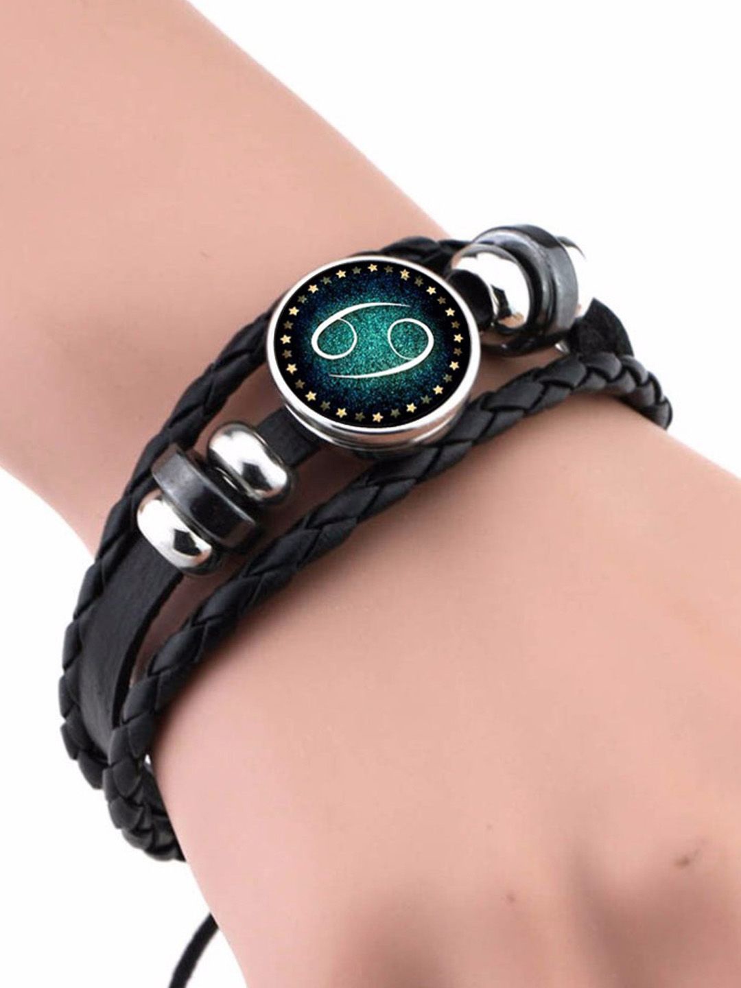 

Young & Forever Unisex Zodiac Sign Leather Wraparound Bracelet, Black