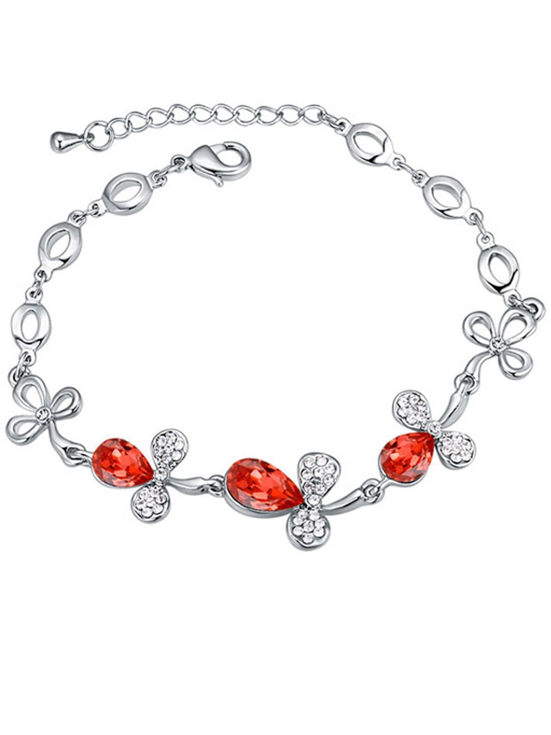 

Young & Forever Rhodium-Plated Enamelled Star Crystals Link Bracelet, Silver