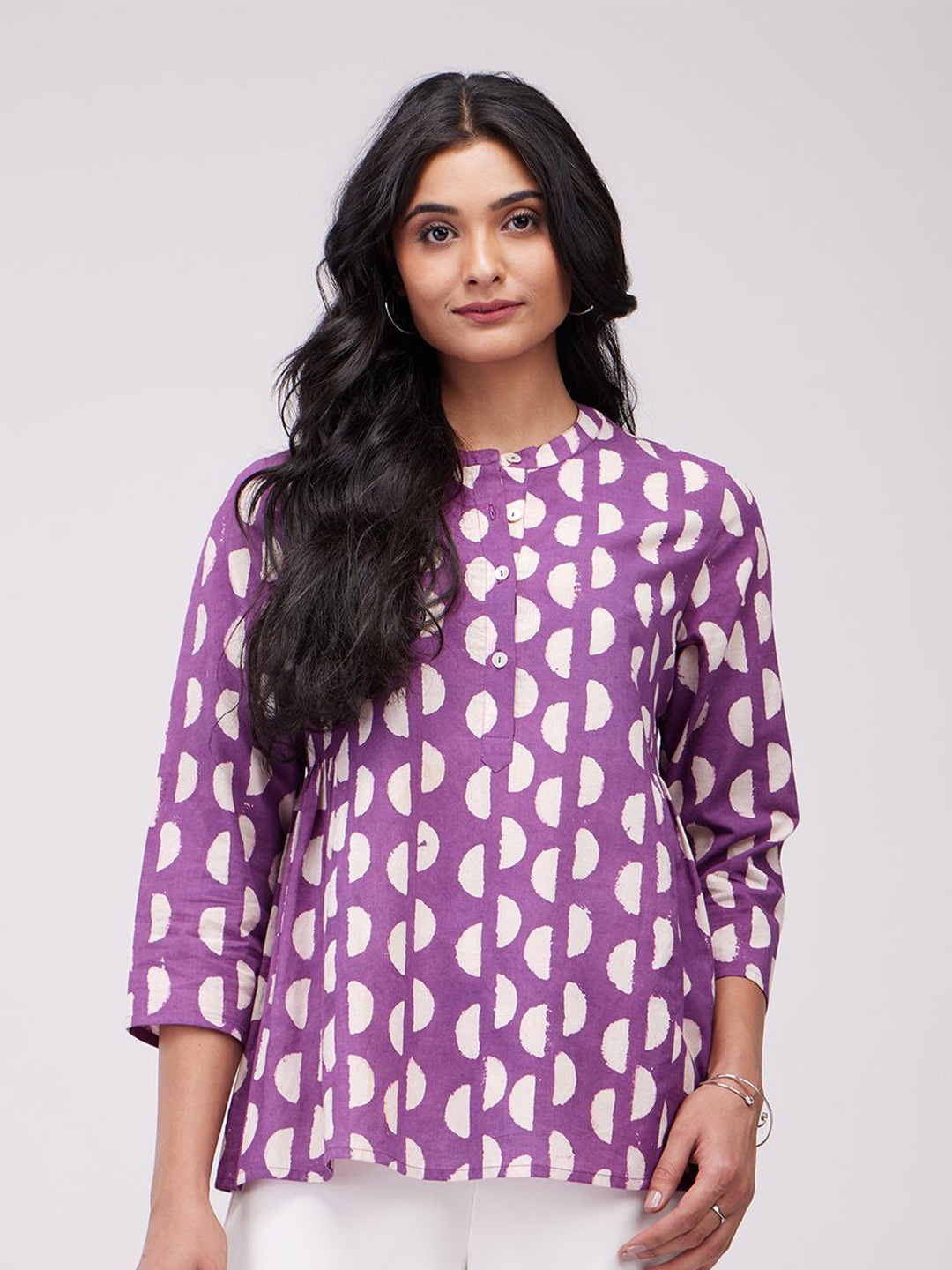 

Pink Fort Print Cotton Top, Purple