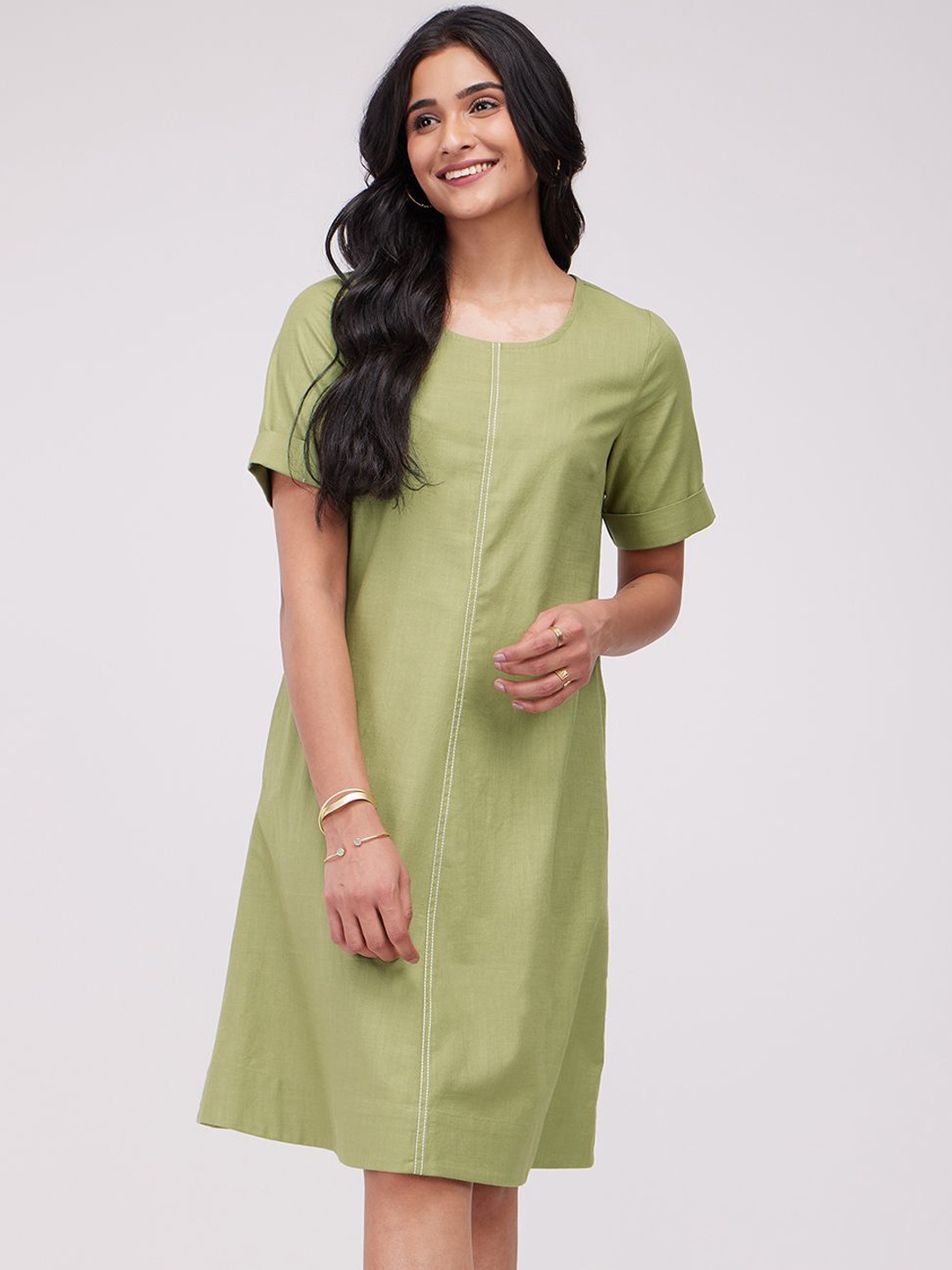 

Pink Fort A-Line Dress, Green