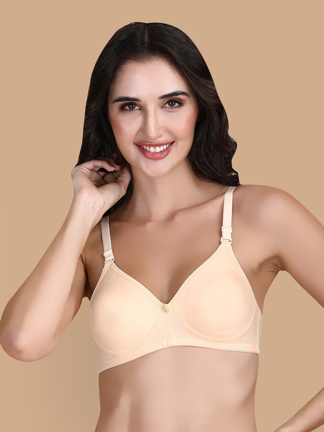 

Klassik Bra Medium Coverage Non Padded Everyday Bra All Day Comfort, Beige
